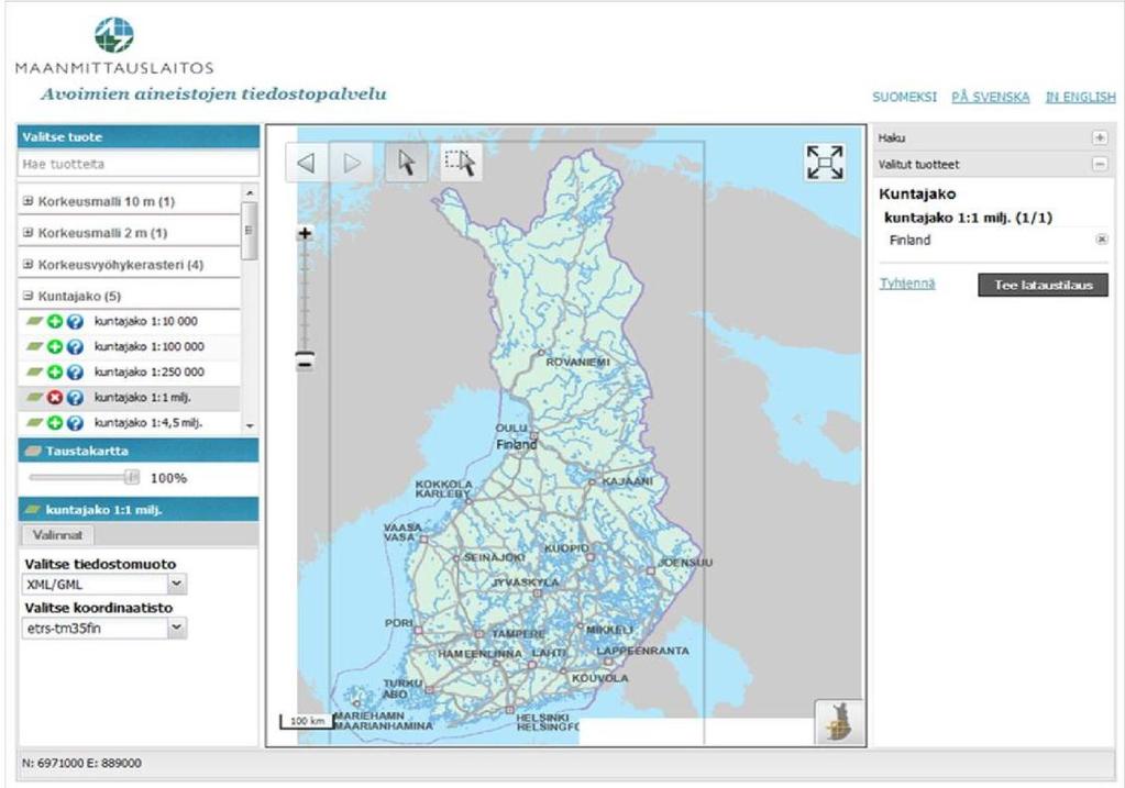 INSPIRE Member State Report: Finland 2010 2012 There are also many well-known map and set services of the administration in professional use, such as: Geo.