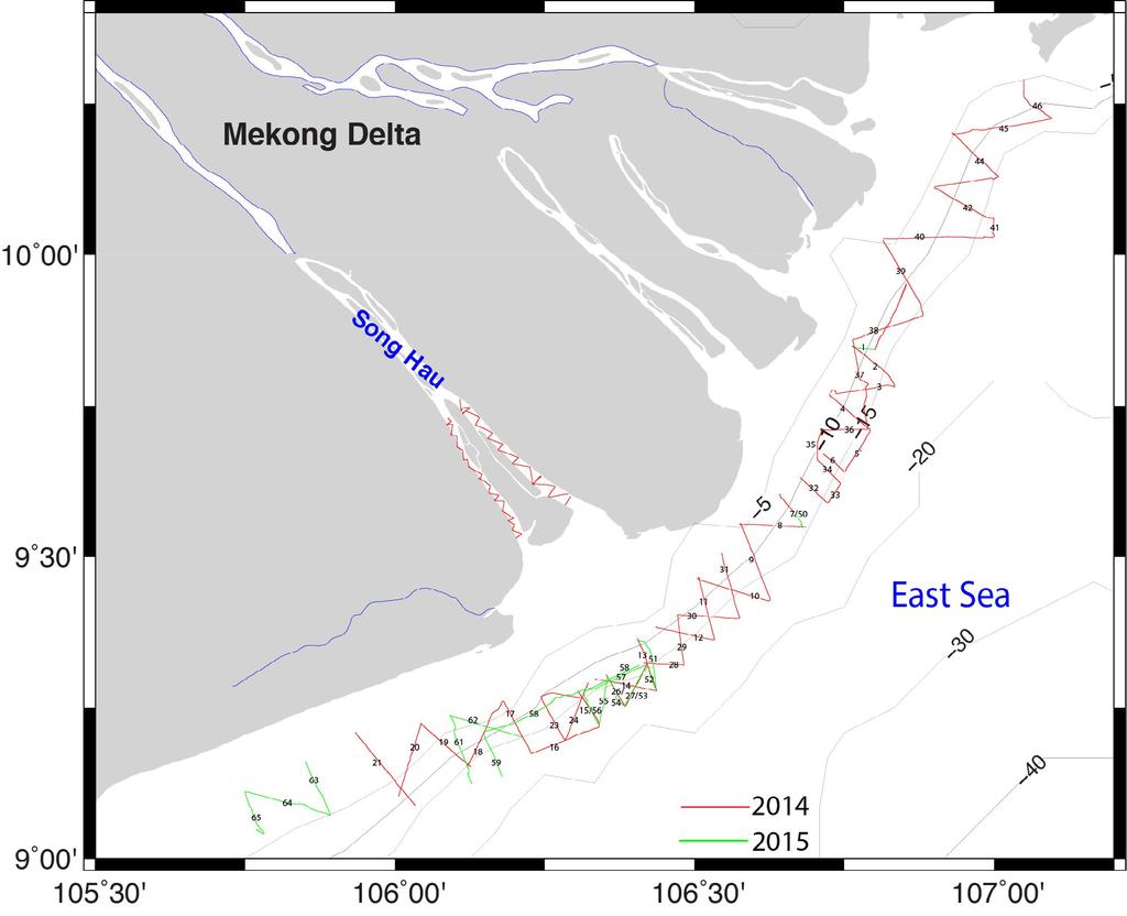 Figure 3. The 2014-2015 cruise survey tracklines.