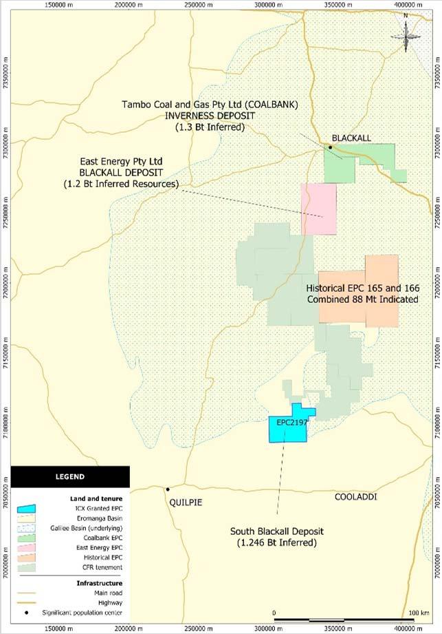 South Blackall Project Foothold in emerging thermal coal province Eromanga Basin holds billions of tonnes of existing JORC Inferred Resources Potential for large scale