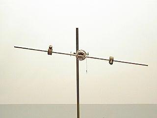 Whirlybird The rod with adjustable masses is placed perpendicular to a pulley.