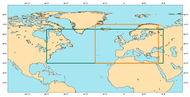 Downscaling ARPEGE EPS(3) Target domains: Sensitivity studies domain 1: Atlantic Ocean and Europe domain 2: Europe and some of the Atlantic Ocean Target times: