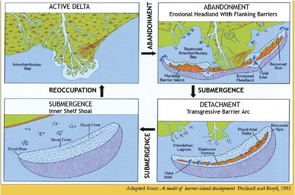 The geology of Louisiana s coastal zone is intimately tied to the history of the Mississippi River.