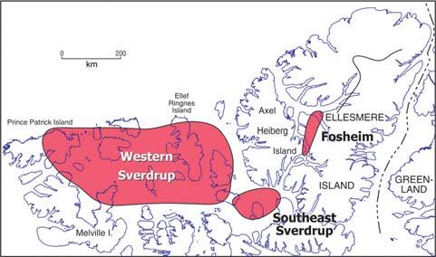 Many untested, small structures have been delineated in the both the western Sverdrup and southeastern Sverdrup prospective areas.