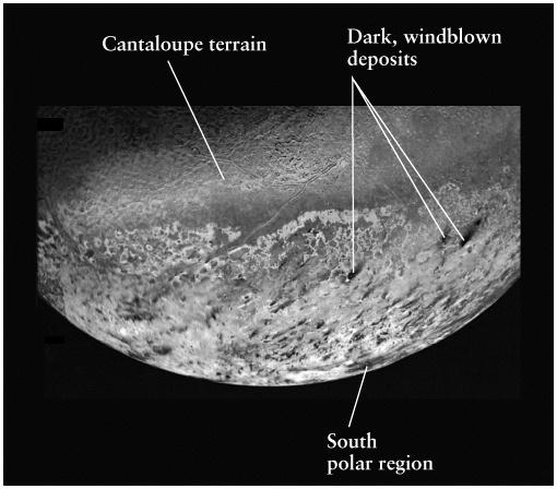 of ~ 38 K Cold enough for most N 2 to freeze Warm enough for very small amounts of N 2 atmosphere Wind-blown deposits in some places Tidal forces have Triton spiraling in toward Neptune In ~ 100