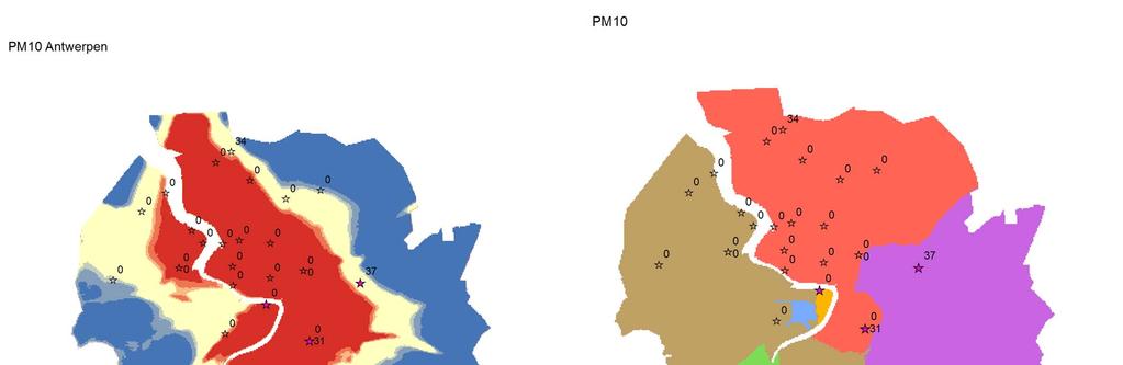 GIS analysis of modelled PM10