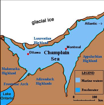 EXTENT OF THE CHAMPLAIN SEA REMAINS OF THE CHAMPLAIN