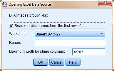 OBJECTIVE 1: Transporation of Data Set to SPSS Editor INPUTS: Files: group1.xlsx, group1.