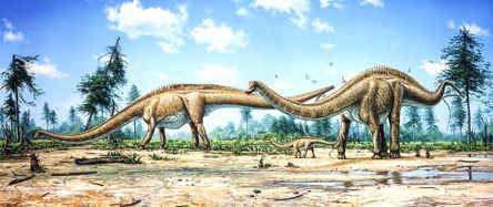 Dinosaurs lived during the Mesozoic Era, from late in the Triassic period (about
