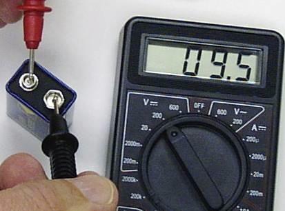 Measuring Voltage Set-up VOM on 200V DC Scale Touch red probe