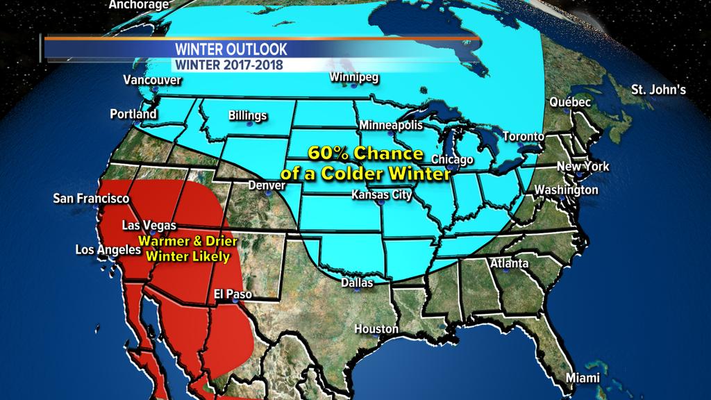 Winter Forecast Impact Areas This winter forecast snapshot shows where it is most likely to be colder than average this winter, and where it is most likely going to be warmer than average this winter