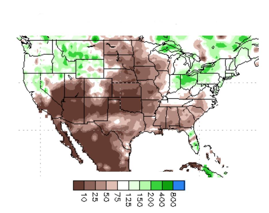 Percentage of Average Precipitation 30 days Ending November 25, 2017 The winter forecast is for a 60 to 80 percent chance of a drier than average winter across these same areas.