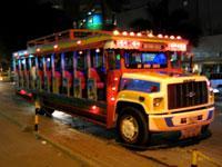 At night tour in a Chiva a typical colombian bus characterized for being a party, it has a typical