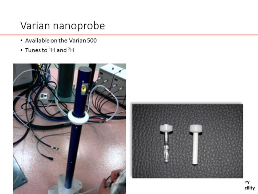 Like a lightweight version of a solids probe, the nanoprobe spins samples at the magic angle (the