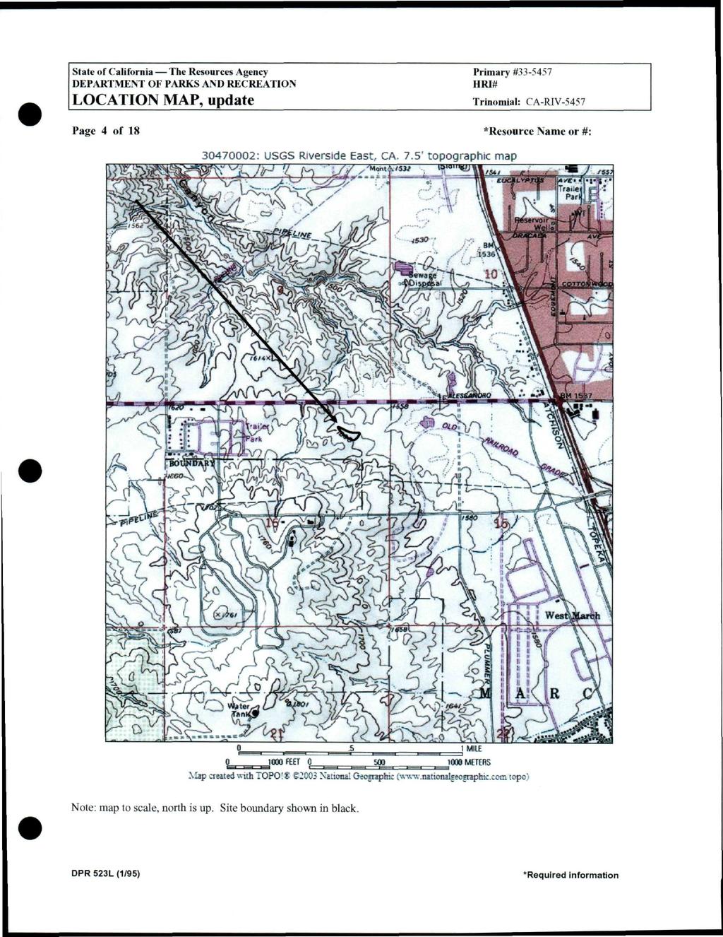 LOCATION MAP, update Primary #335457 Trinomial: CARIV5457 Page 4 of 8 * Resource Name or #: 3047000: USGS Riverside East, CA. 7.
