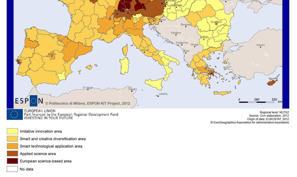 Territorial patterns of innovation The ESPON-KIT project provides a synthesis on different territorial patterns of innovation, defined by a combination of territorial specificities (context