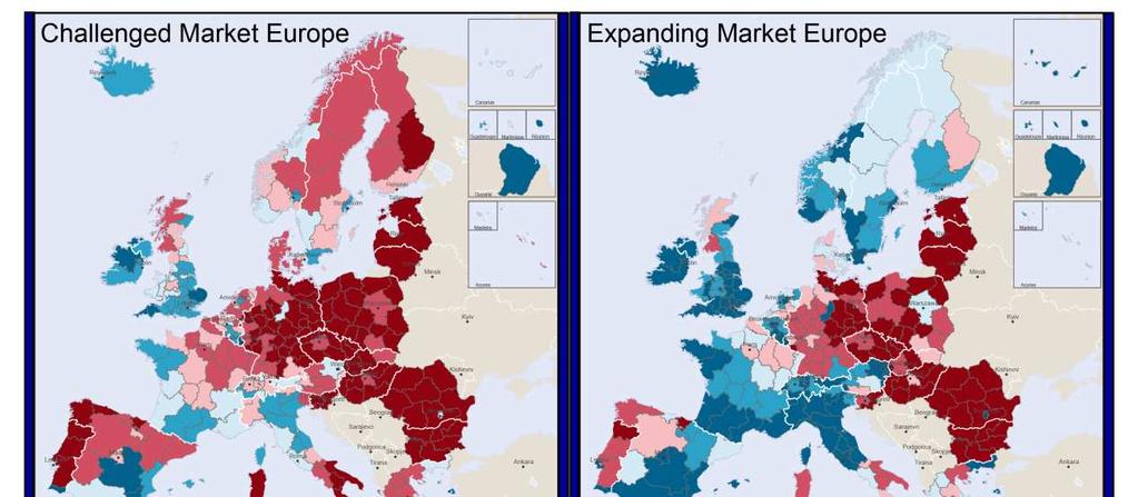 Map 14 Change in labour force According to the scenario Challenged Market Europe, the region will