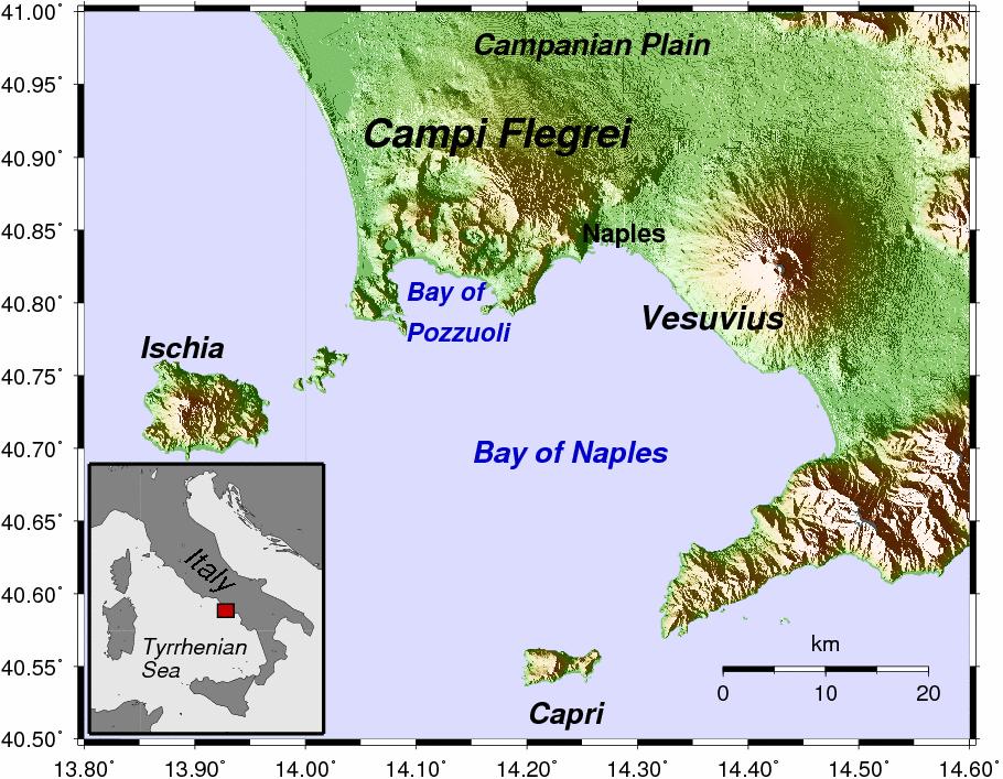 Introduction Active volcanoes in Campanian Plain: Vesuvius, Campi Flegrei, and Ischia.