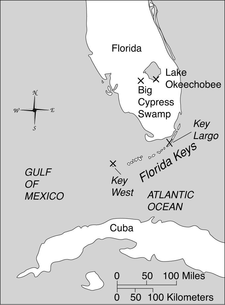 Name Date Class Practice B Use the map to answer the questions. 1. On the map, the distance between Big Cypress Swamp and Lake Okeechobee is 1 inch. What is the actual 4 distance? 2.