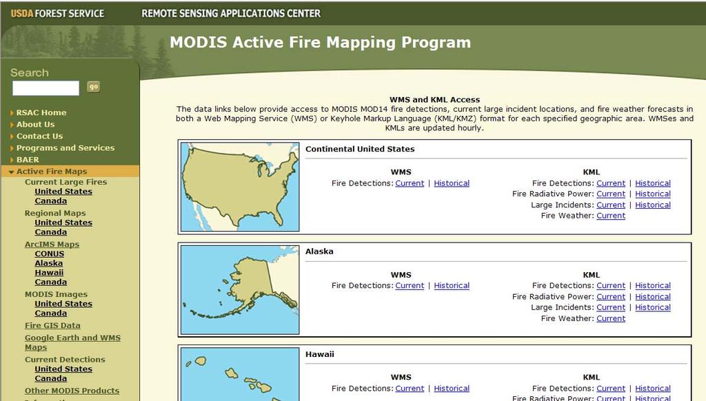 USDA Forest Service, Remote Sensing Applications Center MODIS Active Fire
