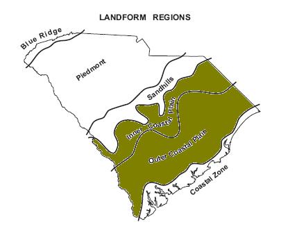 Aiken Orangeburg Sumter Florence Coastal Plain Landform Regions There is an Inner and Outer