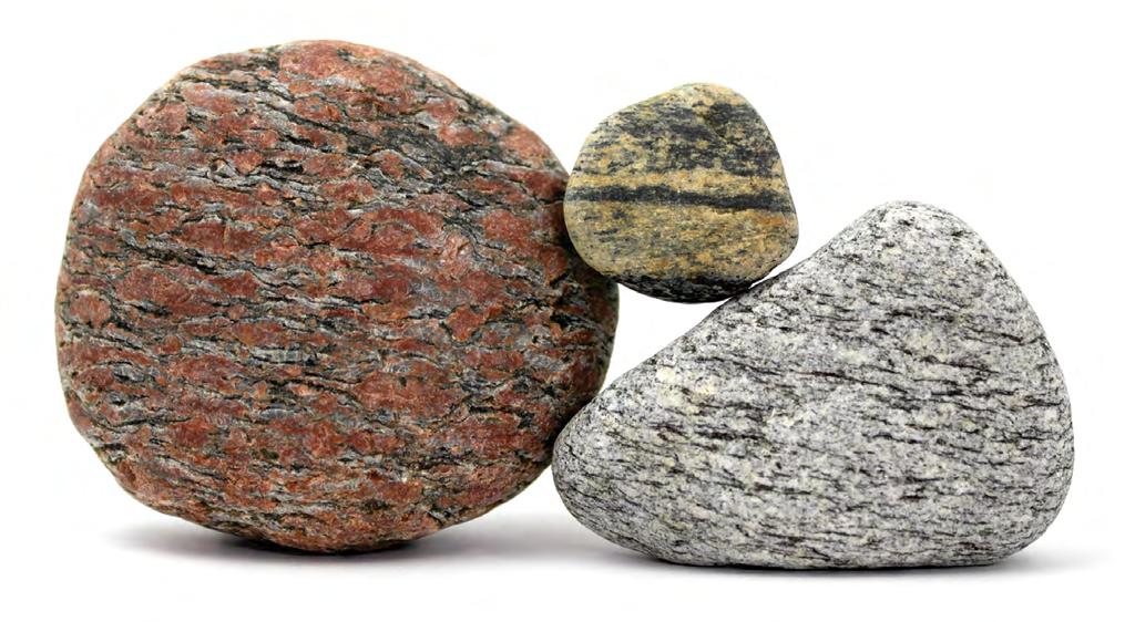 Foliated Metamorphic Slate Hard, flat, shiny pebbles make a ping sound when tapped with a