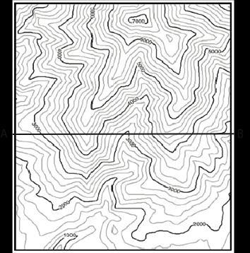 Topographic Maps Lab 3 4. Create a topographic profile with the topographic map shown above. Use a blank sheet of paper with the edge along A-B. Mark the A and B points on either end of the profile.
