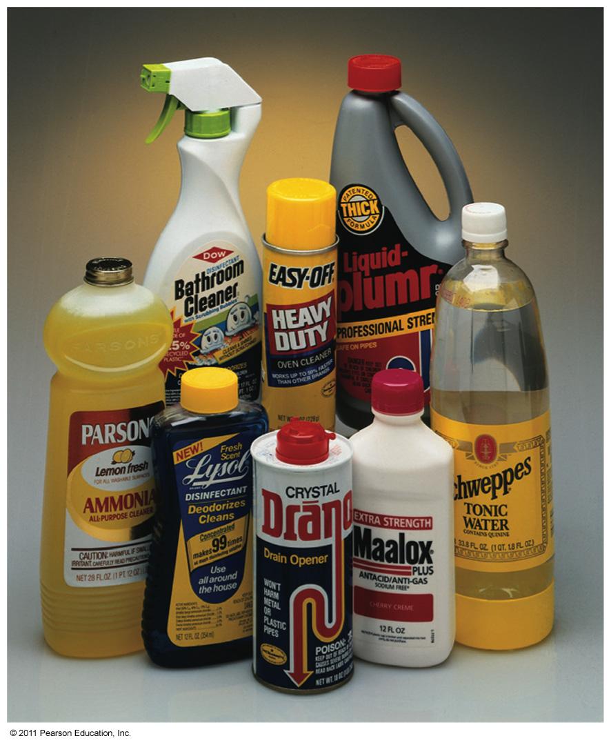 Critical Thinking: Household Chemicals Many common household items contain familiar chemicals Vinegar is a