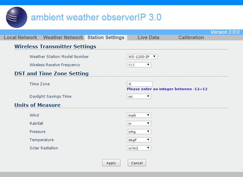 Figure 24 3.8 Live Data Select the Live Data tab to view your live data from the weather station. To freeze the live data updates, select the Stop Refresh button. 3.8.1 Reset and Change Rain Totals During the installation of your weather station, you may report false rain do to vibration of the tipping mechanism.