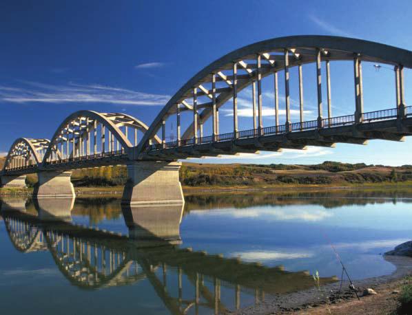 12. Matthew is investigating the old Borden Bridge, which spans the North Saskatchewan River about 50 km west of Saskatoon.