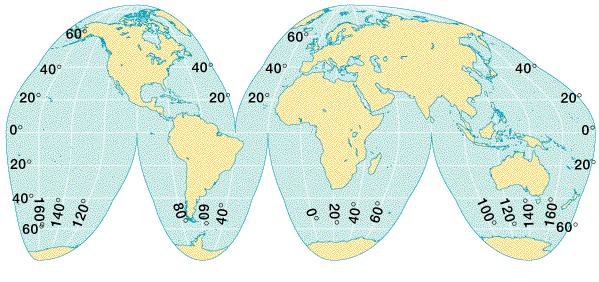 3. Cylindrical projection 4. Good for lowlatitude areas 5.