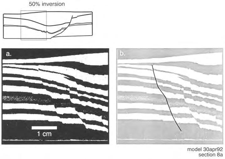 ................................. ESTIMATING INVERSION 125 50% inversion model 30apr92 section 8a Fig. 7. (a) Close-up photograph of 50% inversion model. Sketch indicates location.