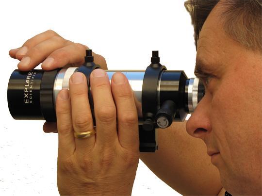 Loosen the eyepiece focus adjustment by turning it counterclockwise while firmly holding the eyepiece focus lock ring (1, Fig. 2). Further separate the eyepiece focuser (2, Fig.