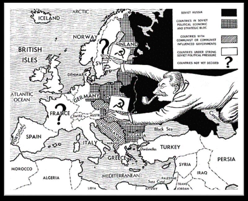 The Iron Curtain in Eastern Europe This cartoon by the British cartoonist Illingworth was published in June 1947 Accessed at: http://www.johndclare.net/cold_war6.