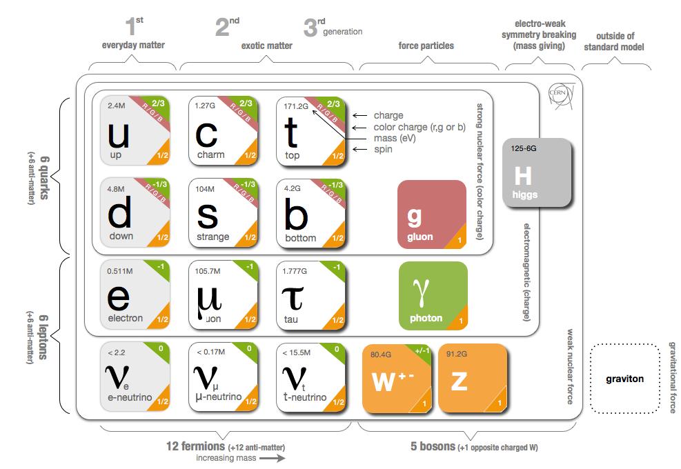The standard model in a nutshell: particles and forces [graphics from http://www.isgtw.