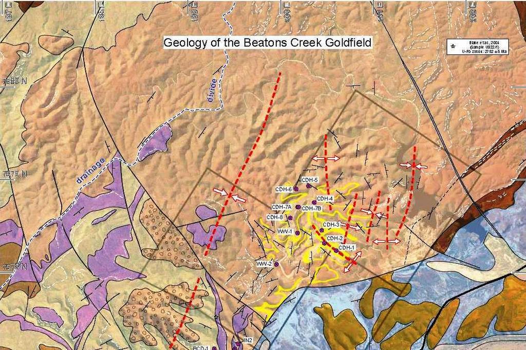 N Figure 7-8: Geological map of the Beatons Creek area, Nullagine compiled by Scott (2) from various