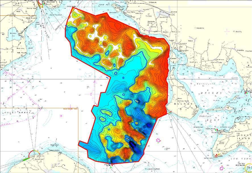 Figure 4 Bathymetric map of the investigation area, Lillebælt Syd. 3.3 Seismic 3.3.1 Data source and processing The seismic data used was acquired in 2009.