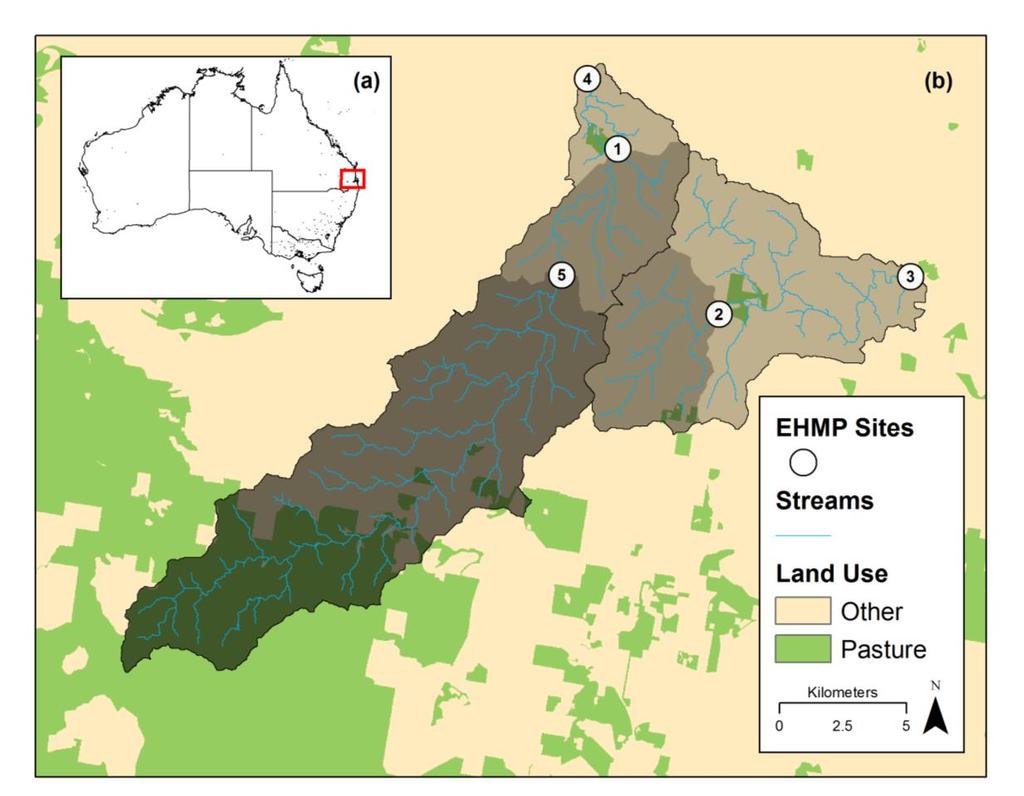 Figure 1. Map of the study area (a), which is located in Southeast Queensland, Australia.