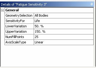 Fatigue Sensitivity Chart Shows how the fatigue results change with loading at the critical location on the model User specifies: Sensitivity for life, damage, or factor of safety Number of fill