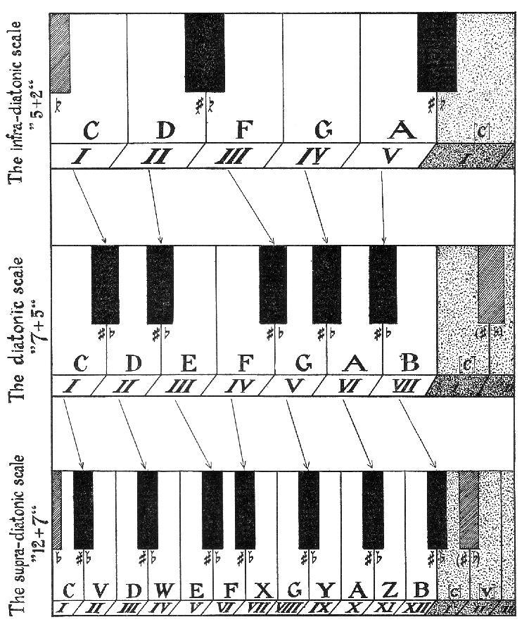 Figure 2. Yasser s evolving tonality Figure 2 is reprinted from Carlo Serafini s review (23) of Yasser s remarkable book A theory of evolving tonality, and shows the process of evolving tonality.