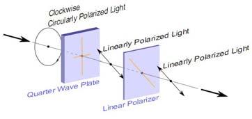 Detecting Circular Polarized Light A quarter wave plate will turn circular back into linear, which can be detected by a linear polarizer 3 References http://maxwell.byu.edu/~spencerr/phys44/node4.