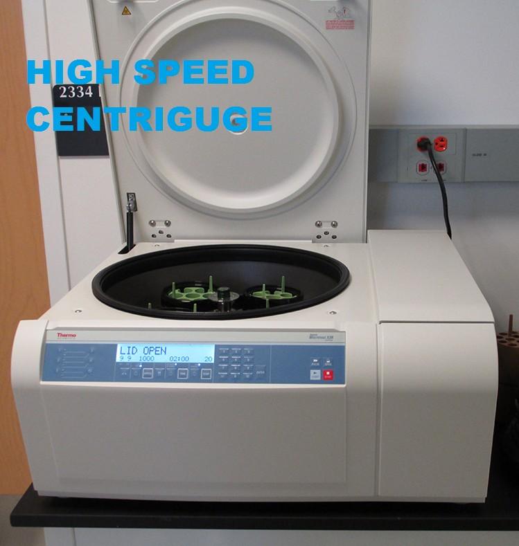 HIGH SPEED CENTRIFUGE High speed centrifuges are used in more sophisticated biochemical applications, higher speeds and temperature control of the rotor chamber are essential.