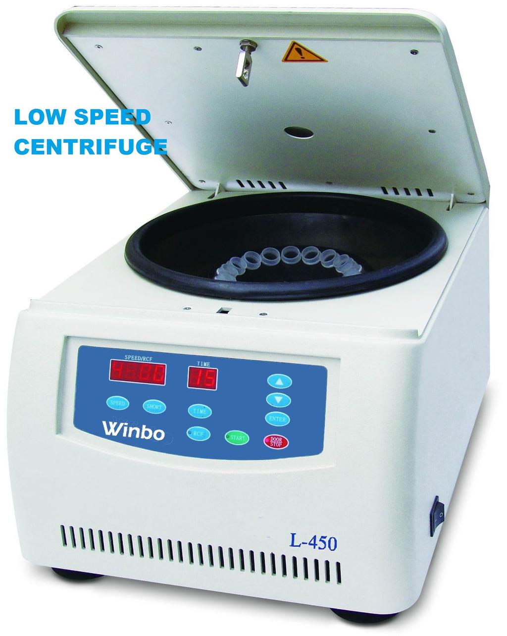 LOW SPEED CENTRIFUGE Most laboratories have a standard low-speed centrifuge used for routine sedimentation of heavy particles. The low speed centrifuge has a maximum speed of 4000-5000rpm.