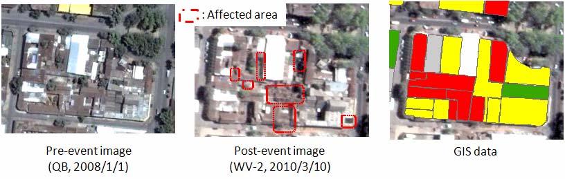 Figure 5 shows the developed GIS file presented by Google Earth and some field photos to show the examples of damaged buildings. In all, 5617 polygons were projected to the map coordinate system.