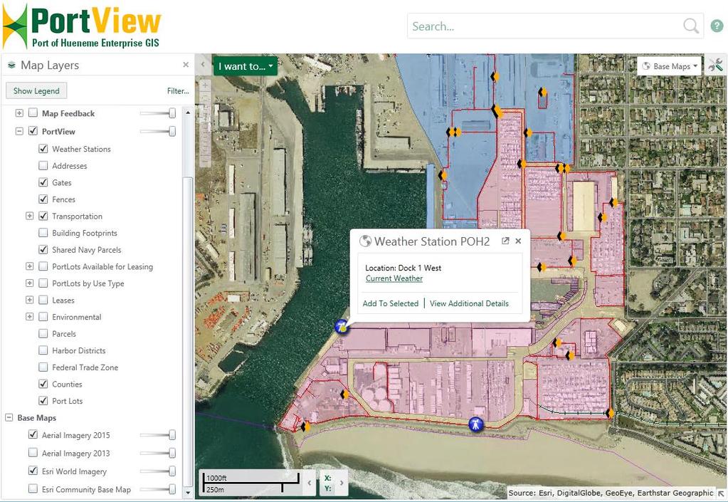 implementation Port-specific GIS map viewer (PortView) Data