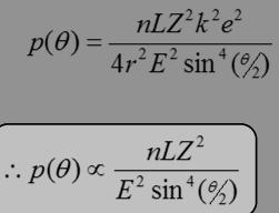 Elastic Scatterin Rutherford Scatterin Coulombic interactions between primary electrons and atoms in specimen Probability (per unit area) of scatter: n = atoms per unit volume in taret L