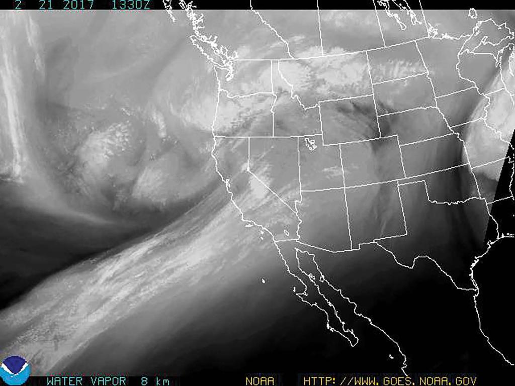 Figure 3. Water vapor image at 1330 UTC 21 February 2017. [NOAA] 11.