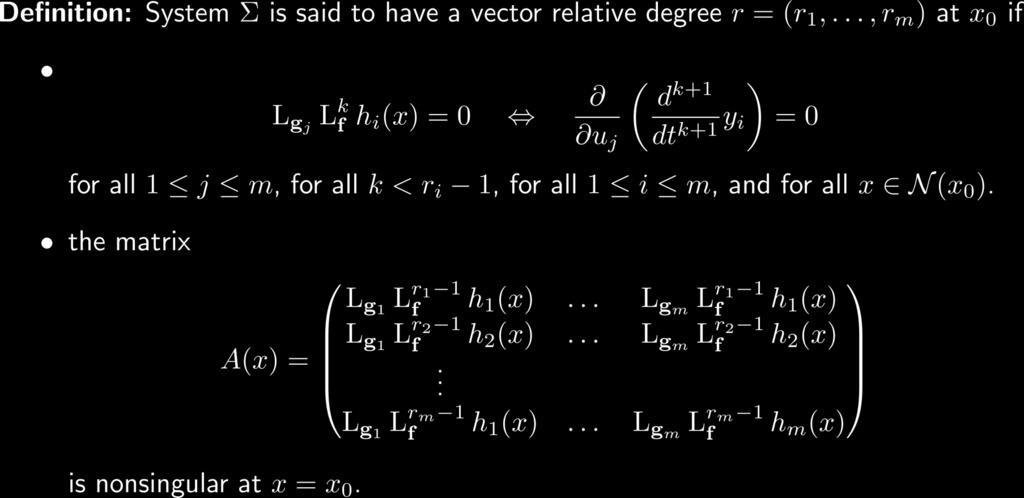Vector Relative Degree (I) [Isidori