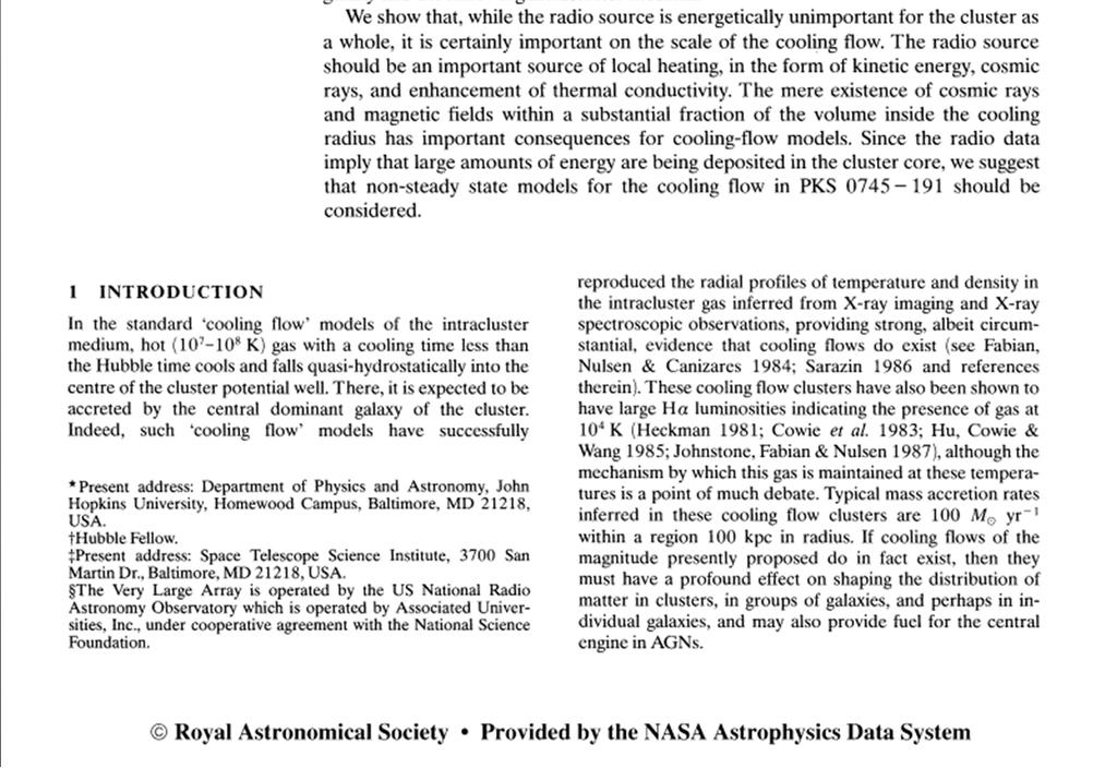 Early discussions of the role of radio sources in cooling flows suggested the energy was available (Tucker &