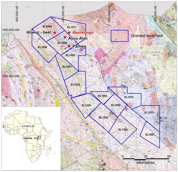 Sipa Resources Limited 20 June 2014 2 Kitgum-Pader is located in central northern Uganda and comprises 15 granted Exploration Licences cover some 6,350 square kilometres (Figure 1).