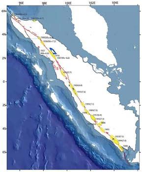 edu The tectonics of west-central Sumatra are dominated by the motion of the Australia plate northward with respect to the Sunda plate at a velocity of about 50 mm/yr.
